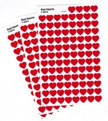 3 sheets MINI RED HEARTS Scrapbook Stickers! 300 Stickers! LOVE