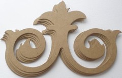 (4) CROWN SCROLL FLOURiSH – Bare Decorative Accents Chipboard Die Cuts – 5″