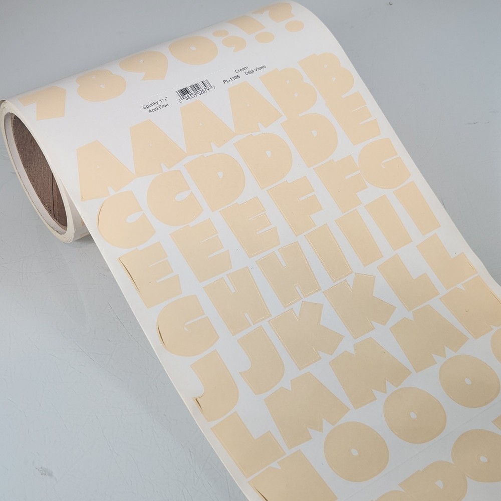 Vintage Deja Views Cream Numbers & Letters Sticker Roll Lot of 17 Sheets – READ