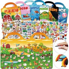 6Set Puffy Sticker Books for Kids 2-4, 3D Reusable Stickers Books for Toddler…