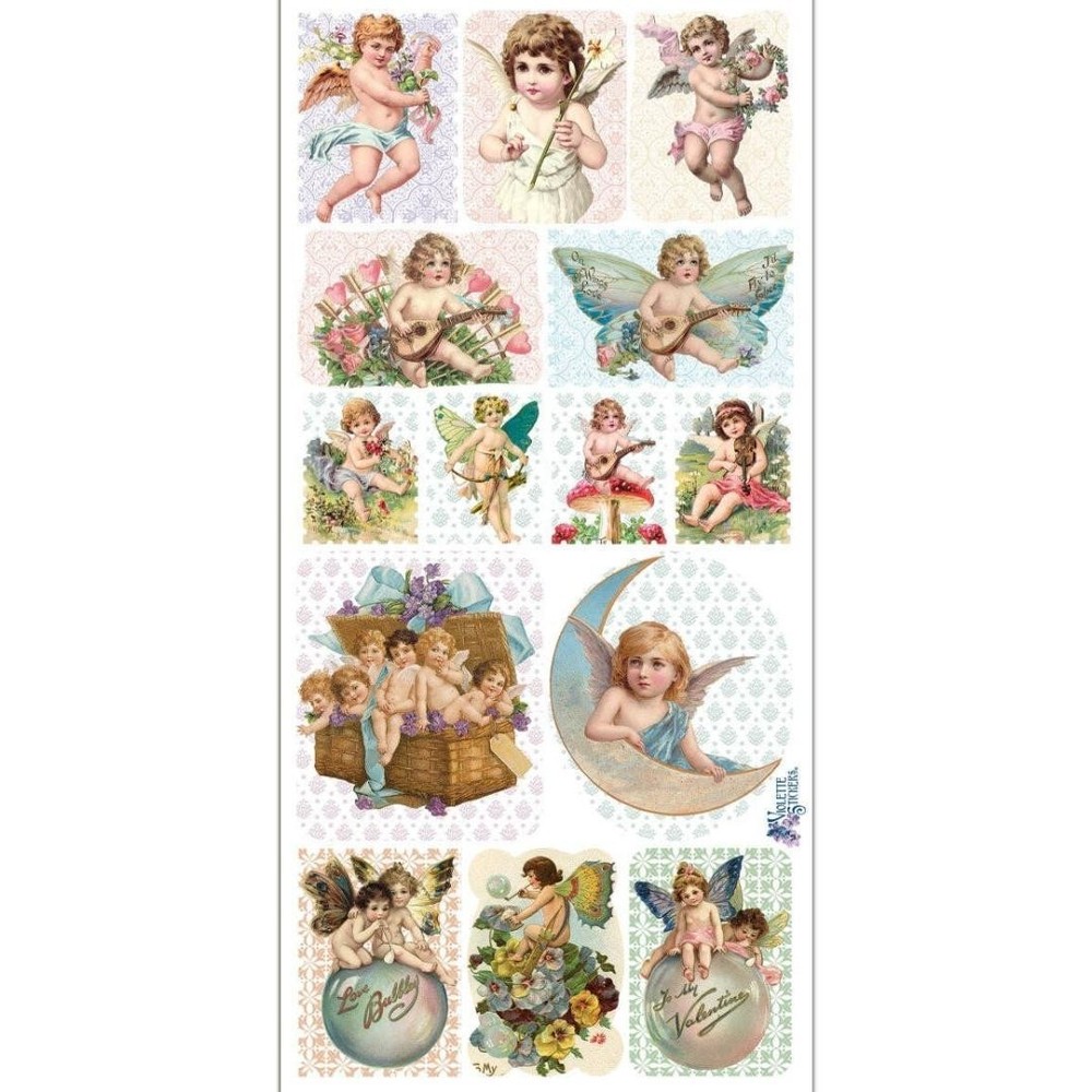 Violette Stickers – Victorian Angels – 1 Angel Stamp Sticker Sheet – Crafts