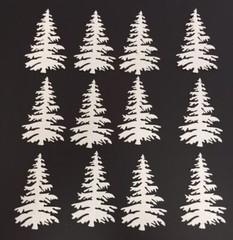 Christmas Die Cuts * 12 Little Christmas Trees * Glitter Foam * White Green Red