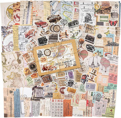 200 Pieces Vintage Ephemera Pack Decoupage Paper Junk Journal Kit Scrapbook Plan