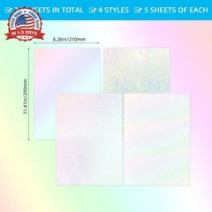 20 Sheets Holographic Sticker Paper A4 Size Vinyl Lamination Stickers Film Water