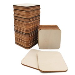 50 Pcs Unfinished Wood Pieces, Natural Blank 4 X 4 Inch Wood Squares, Wooden …
