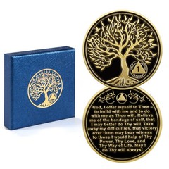 1 Year Sobriety Coin, Tree of Life AA Coins, AA Chips and Medallions, Recover…