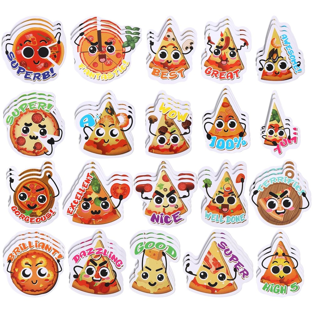 300 Pcs Scratch and Sniff Stickers Pizza Scented Motivational Sticker Assorte…