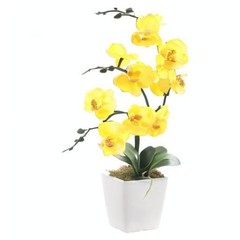 15″ Tall Artificial Silk Phalaenopsis Orchid Flower Plant Pot Arrangements (Y…