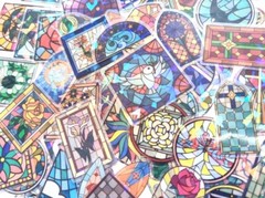 Set Of 60 Stained Glass Cathedral Sticker Flakes Windows Journal