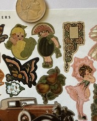 ANTIQUE Stickers(49pc)Fiskars •Vintage•Household•Girls•Flowers •Family•Memories•