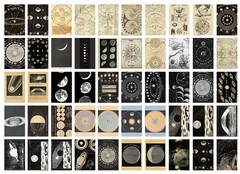 Ephemera Sticker Booklet 50 pages,Galaxy,Moon Phase, Planet, Saturn, Mystery