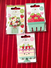 #D107 – BERRY SWEET Strawberries Shortcake & Flowers 3D Doodle-Pops 3D Stickers