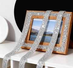 2 Pack 1Cm/0.39In Self Adhesive Crystal Tape, 1 Yard Each Rhinestone Ribbon Wrap