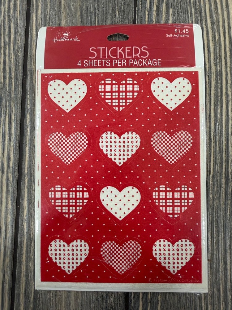 Hallmark Heart Pattern Self-Adhesive Valentine Sticker Sheets Multipack 1987