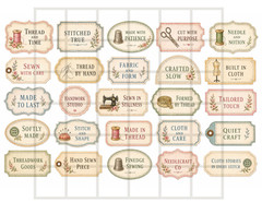 1 Pg Sewing Labels For Card Toppers Junk Journal Supplies Scrapbook Ephemera