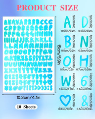 1430 Pcs A-Z Letter Stickers, 0.3Inch 10 Sheets Vinyl Alphabet Sticker, Self-Adh