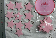 Solid Wood STARS 37mm Across – PINK – 10 Pack – C-3026 Cherry T2DH