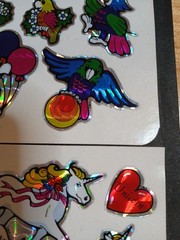 Vintage 1980s Stickers Prism Sparkle BJ Unicorns Insects Animals Faces 12 Sheets