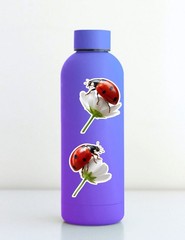 Ladybug on a Flower Die Cut Vinyl Stickers Set Notebook Laptop WaterBottle