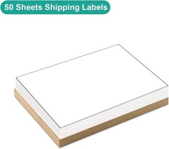 50 Sheets Full Sheet Sticker Paper – 8.5″x11″ White Matte Vinyl for All Printers