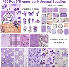 Vibrant Floral Scrapbook Stickers & Papers Set – 480 Pcs for Endless Creativity
