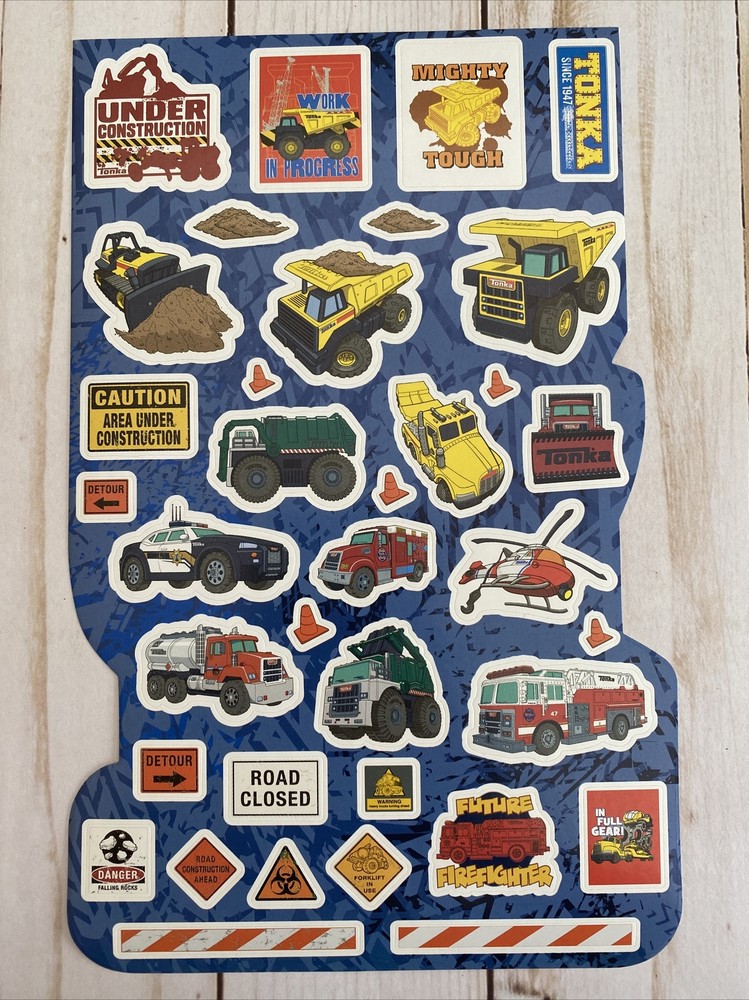 Tonka Truck Stickers Construction Police Vehicles Fire Engine Traffic Signs New