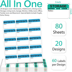 1200 Count 3 x 2 Inch Large Home Moving Packing Box Labels with Writable Notes A