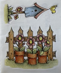 PICKETS & POTS Stickers(2pc)Provo •Birdhouse•Flowers•Garden•Fence •Outside•Birds