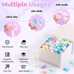220PCS Tinkrstuff Macaroon Mini Bows for Crafts, 1″ Fabric Small Bows for Decora