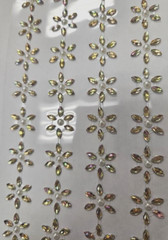 CraftbuddyUS 52 x18mm Crystal Stick on FLOWERS Self Adhes AB GOLD Diamante Gems