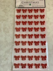 CHRISTMAS CRAFTS STICKERS 3D RED BOWS CHRISTMAS GLITTER FOAM MINI RED BOWS 84PCS