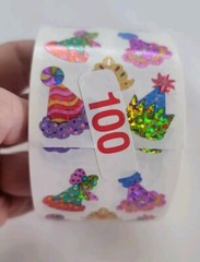 Vtg Sandylion PARTY HATS, PRISMATIC – Stickers PM416 New Vtg Roll Of 100 Mods