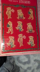 Vintage Hallmark Stickers Christmas Teddy Bears Stocking 4 Sheets New In Pack