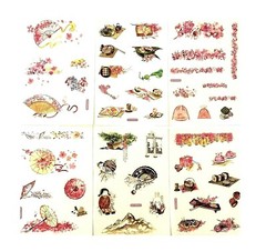 6 Sheets Stickers Washi Japan Sakura Flowers Oriental Scrapbooking Card Making