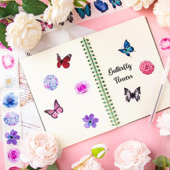 Butterfly Flower Sticker Rolls,1200Pcs (2 Rolls) 16 Design Butterfly Stickers fo
