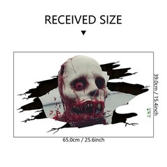 3D Floor Wall Stickers Scary Ghost Halloween Removable Scary Interior Decoration