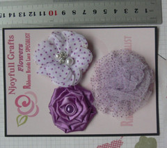 ORCHID LAVENDER Spotted Fabric Organza Lace Satin 3 Flower Pk 45-60mm O2 J NJC