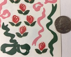 RED ROSYS & RIBBONS Stickers(3″x 4″)Printworks•Bows•Flowers •Garden•Green•/Pink•