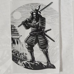 11 pcs Samurai Warriors on 4×6 Thermal Stickers- Classic White and Black