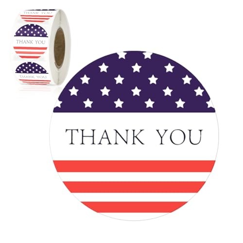 American Thank You Stickers, 500PCS American Flag Stickers, 1 inch Round
