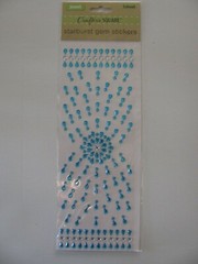 Crafters Square JEWEL STARBURST GEM STICKERS Blue/Clear 1 Sheet 3.75″X10.25″ NIP