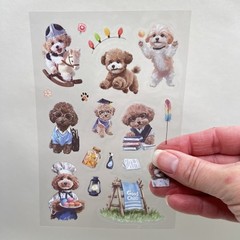 Cute Poodle Puppy Dog Stickers 4 Sheets Junk Journal Collage Planner Scrapbook