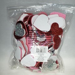Approx 175 pc Heart Foam Stickers Scrapbooking 3D Valentine’s Glitter Asst Sizes