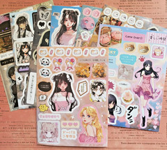 Kawaii Anime Girl Sticker Sheet Matte Japanese Text Deco Journaling Scrapbook
