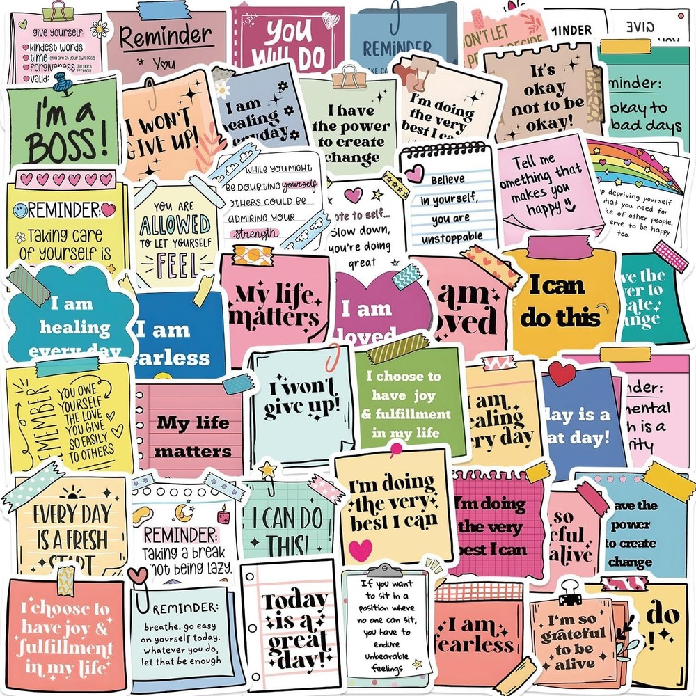 Inspirational Quote Stickers – 50PCS Vinyl Art Deco for Scrapbooking & Gifting