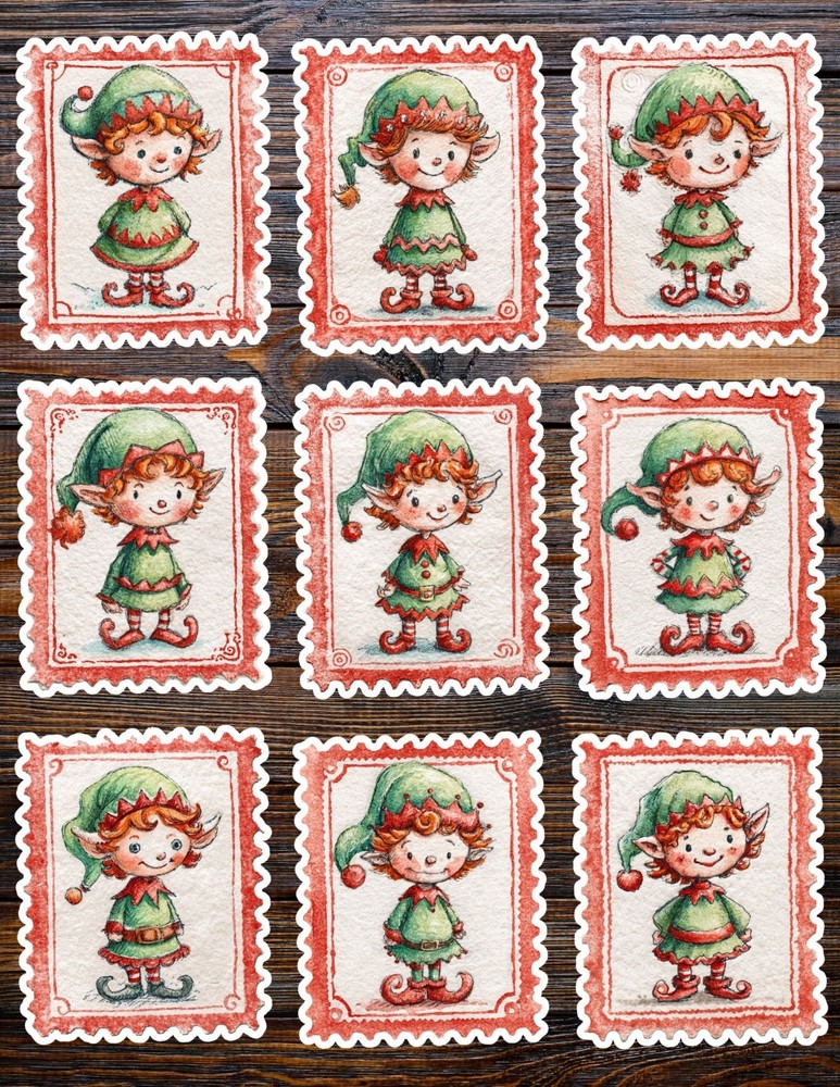 Elf Stamp Die Cut Vinyl Stickers Scrapbooking Laptop Waterbottle
