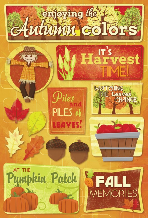 Scrapbooking Crafts KF Stickers Autumn Colors Apples Pumpkin Patch Fall Harvest