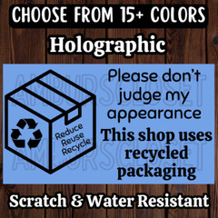50 RECYCLED PACKAGING STICKERS 2.25″ LABELS SHIPPING ECO FRIENDLY THANK YOU