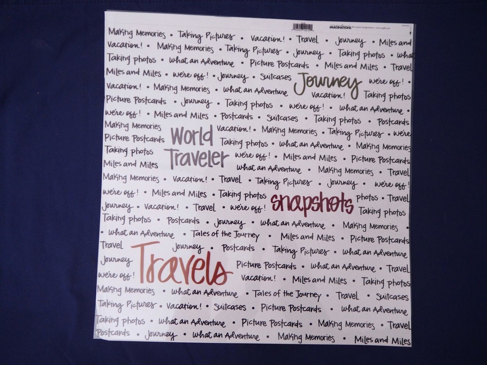 12″ x 12″ Travel Vacation Clear Transparency Overlay Sheet for Scrapbooking Z7