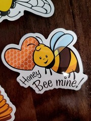 STICKERS x 5 Honey Bee Happy Apiculture Beehive Cartoon Large Sticker BEE5